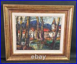 Tableau huile Le Clocher de Ciboure signé Rodolphe CAILLAUX(1904-1989)