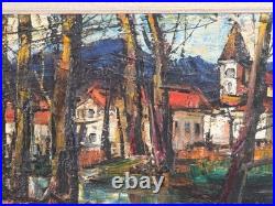 Tableau huile Le Clocher de Ciboure signé Rodolphe CAILLAUX(1904-1989)