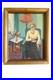Tableau huile sur toile Alfred Pietercelie 1953 portrait de femme au fauteuil