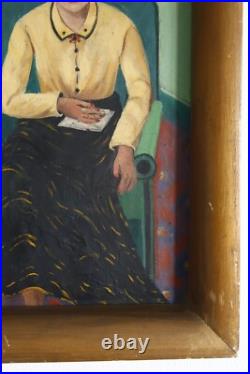 Tableau huile sur toile Alfred Pietercelie 1953 portrait de femme au fauteuil