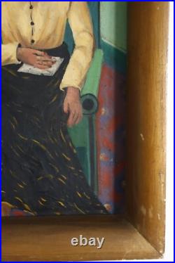 Tableau huile sur toile Alfred Pietercelie 1953 portrait de femme au fauteuil