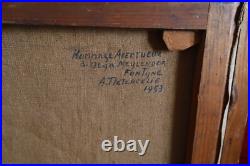 Tableau huile sur toile Alfred Pietercelie 1953 portrait de femme au fauteuil