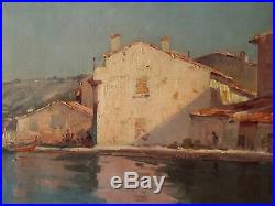 Tableau huile sur toile Antoine PONCHIN (1872-1934) marine port début XXème