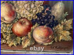 Tableau huile sur toile Nature Morte aux fruits signée Eugène Wentzinger