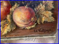 Tableau huile sur toile Nature Morte aux fruits signée Eugène Wentzinger