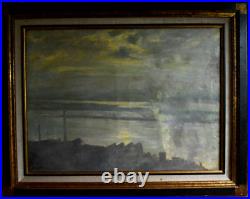 Tableau huile sur toile Paysage de la Seine par Raymond Quibel école de Rouen