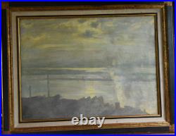 Tableau huile sur toile Paysage de la Seine par Raymond Quibel école de Rouen
