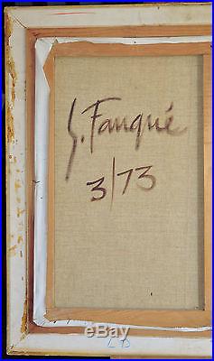 Tableau huile sur toile ST GERMAINcafé de Paris, signé et daté S. FAUQUÉ, 3/73