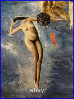 Tableau huile sur toile copie de Max Ernst La Puberté Proche Femme Nue 95x62