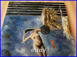 Tableau huile sur toile copie de Max Ernst La Puberté Proche Femme Nue 95x62