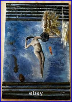 Tableau huile sur toile copie de Max Ernst La Puberté Proche Femme Nue 95x62