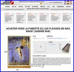 Tableau huile sur toile copie de Max Ernst La Puberté Proche Femme Nue 95x62