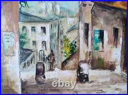Tableau huile sur toile de la rue du Mont Cenis, Montmartre, signé