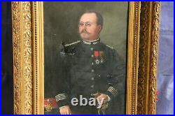Tableau huile sur toile portrait d'homme militaire début XXème signé militaria