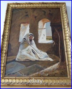 Tableau huile toile orientaliste orientalisme Algérie homme arabe