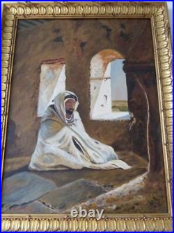 Tableau huile toile orientaliste orientalisme Algérie homme arabe