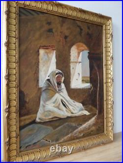 Tableau huile toile orientaliste orientalisme Algérie homme arabe
