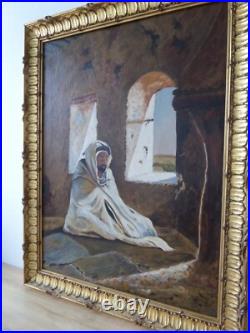 Tableau huile toile orientaliste orientalisme Algérie homme arabe