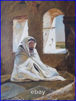 Tableau huile toile orientaliste orientalisme Algérie homme arabe