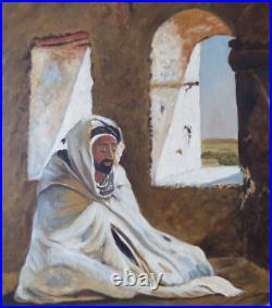 Tableau huile toile orientaliste orientalisme Algérie homme arabe