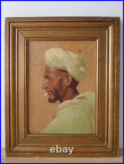 Tableau huile toile peinture orientaliste portrait Arabe Maroc Marrakech