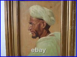 Tableau huile toile peinture orientaliste portrait Arabe Maroc Marrakech