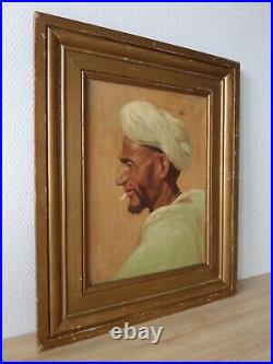 Tableau huile toile peinture orientaliste portrait Arabe Maroc Marrakech