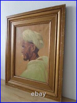 Tableau huile toile peinture orientaliste portrait Arabe Maroc Marrakech