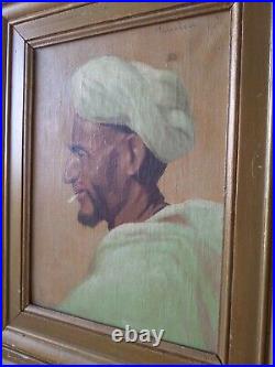 Tableau huile toile peinture orientaliste portrait Arabe Maroc Marrakech