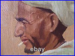 Tableau huile toile peinture orientaliste portrait Arabe Maroc Marrakech