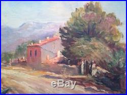 Tableau impressionniste Paysage de Provence Huile sur toile Signée