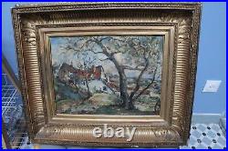 Tableau impressionniste, proche Guillaumin, vue d'une ferme, huile sur toile