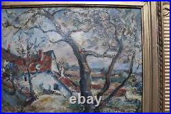 Tableau impressionniste, proche Guillaumin, vue d'une ferme, huile sur toile