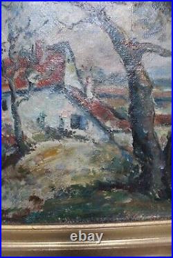 Tableau impressionniste, proche Guillaumin, vue d'une ferme, huile sur toile