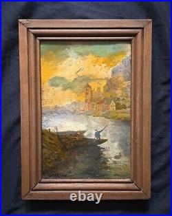 Tableau impressionniste signé Huile sur toile XIXème siècle + 4 CD neufs