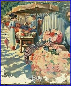 Tableau le marché aux fleurs et des élégantes, vers 1920/30