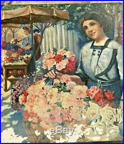 Tableau le marché aux fleurs et des élégantes, vers 1920/30