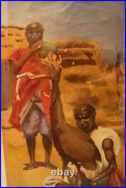 Tableau orientaliste Afrique huile sur toile La grue huppée Ravel El-Oued 1934
