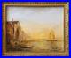 Tableau original XXème s. Huile sur toile signé Venise Canal soleil couchant