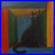 Tableau peint à la main sur toile moderne 50 x 50 cm chat noir