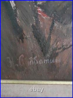 Tableau peintre russe signée école russe 1931 HST à identifier Russian painting