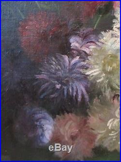 Tableau peinture Aline GILLARD bouquet fleurs huile / toile 1900 Peintre Lorrain