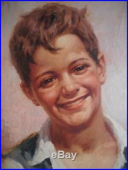 Tableau peinture Antonio VALLONE portrait jeune homme peintre italien Italie