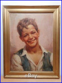 Tableau peinture Antonio VALLONE portrait jeune homme peintre italien Italie