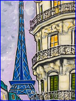 Tableau peinture Kris Milvy Art Déco Jour de pluie à Paris 54 x 73 cm