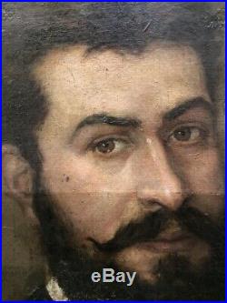 Tableau peinture ancienne portrait dhomme XIXe
