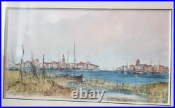 Tableau peinture aquarelle gilbert artaud france marine mer bateau port