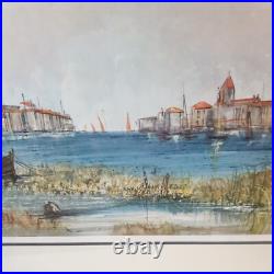 Tableau peinture aquarelle gilbert artaud france marine mer bateau port