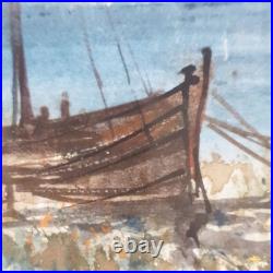 Tableau peinture aquarelle gilbert artaud france marine mer bateau port