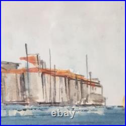 Tableau peinture aquarelle gilbert artaud france marine mer bateau port